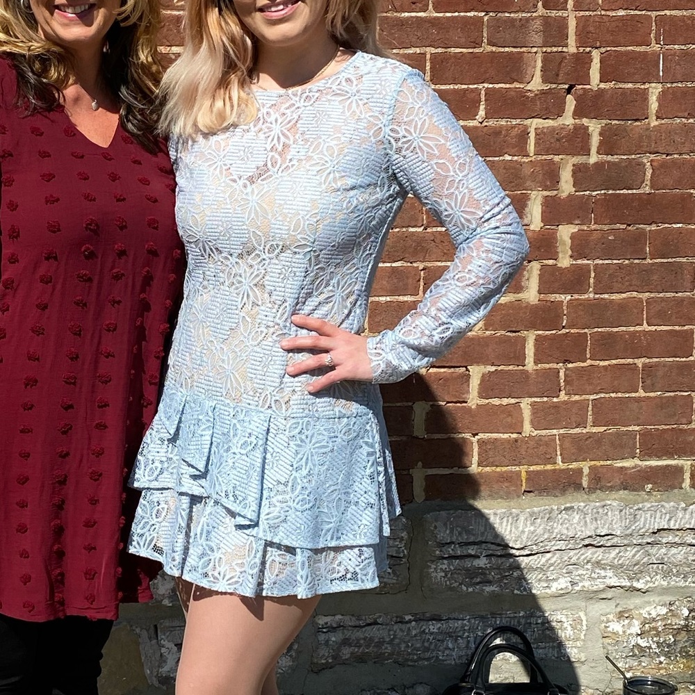 BCBG MaxAzria Baby Blue Lace Dress - Picture 1 of 6